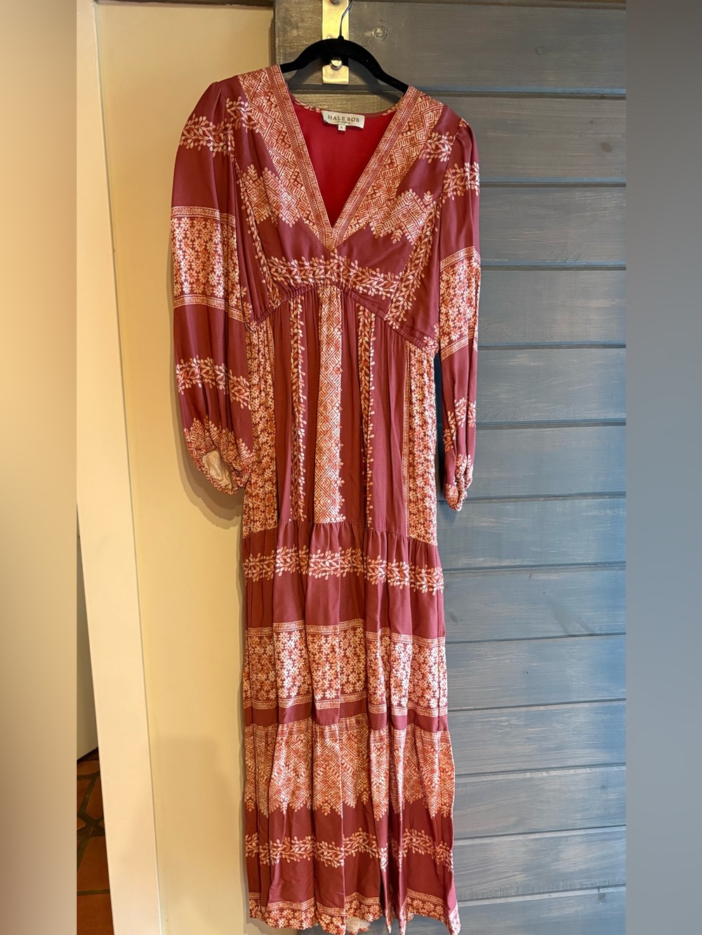 Hale Bob Brick Floral V-Neck Tiered Maxi Dress